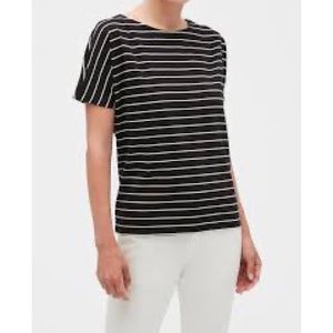 Black with white stripes boatneck Top medium